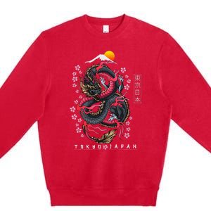 Japanese Aesthetic Dragon Tokyo Japan Premium Crewneck Sweatshirt