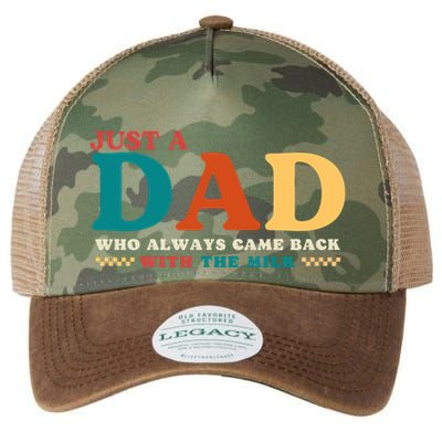 Just A Dad Who Always Came Back With The Milk FatherS Day Legacy Tie Dye Trucker Hat