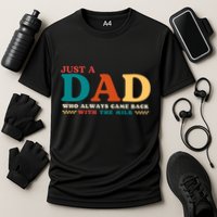 Just A Dad Who Always Came Back With The Milk FatherS Day Cooling Performance Crew T-Shirt