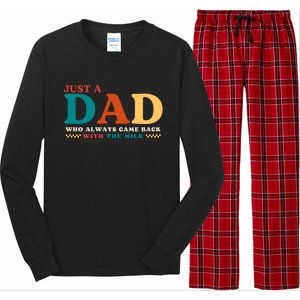 Just A Dad Who Always Came Back With The Milk FatherS Day Long Sleeve Pajama Set