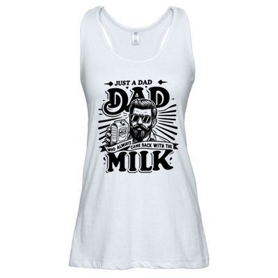 Just A Dad Who Always Came Back With The Milk Funny Father Day Ladies Essential Flowy Tank