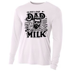 Just A Dad Who Always Came Back With The Milk Funny Father Day Cooling Performance Long Sleeve Crew