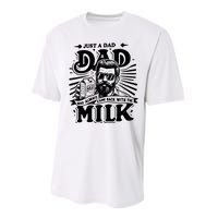 Just A Dad Who Always Came Back With The Milk Funny Father Day Performance Sprint T-Shirt