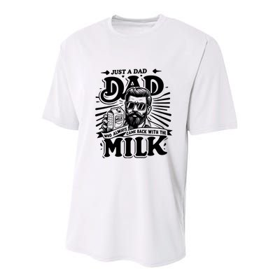Just A Dad Who Always Came Back With The Milk Funny Father Day Youth Performance Sprint T-Shirt