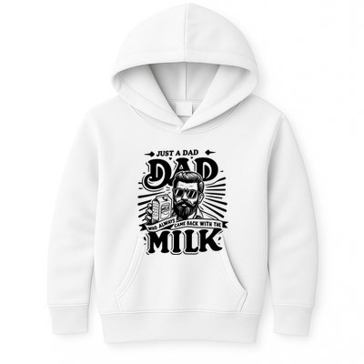 Just A Dad Who Always Came Back With The Milk Funny Father Day Kids Hoodie