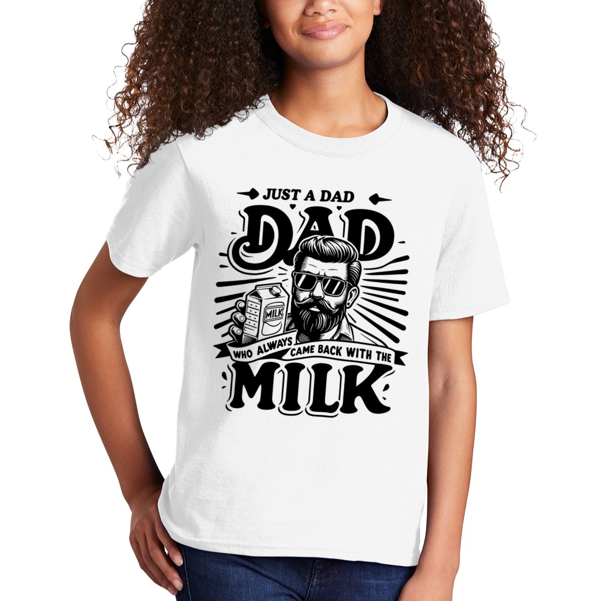 Just A Dad Who Always Came Back With The Milk Funny Father Day Kids T-Shirt
