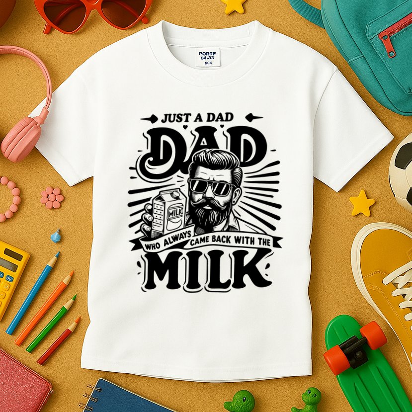 Just A Dad Who Always Came Back With The Milk Funny Father Day Kids T-Shirt