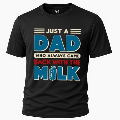Just A Dad Who Always Came Back With The Milk Retro Fun Dad Performance Shirt