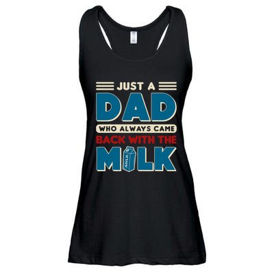 Just A Dad Who Always Came Back With The Milk Retro Fun Dad Ladies Essential Flowy Tank