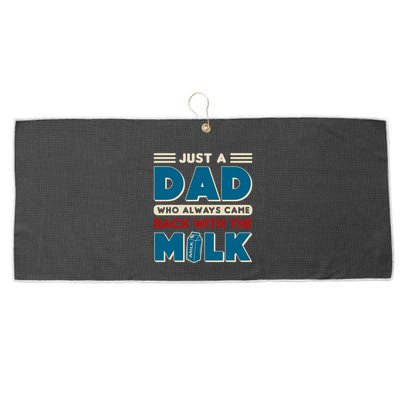 Just A Dad Who Always Came Back With The Milk Retro Fun Dad Large Microfiber Waffle Golf Towel