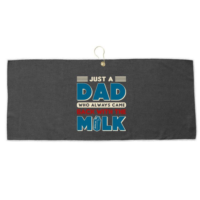 Just A Dad Who Always Came Back With The Milk Retro Fun Dad Large Microfiber Waffle Golf Towel
