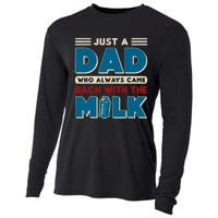 Just A Dad Who Always Came Back With The Milk Retro Fun Dad Cooling Performance Long Sleeve Crew