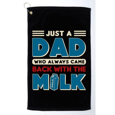 Just A Dad Who Always Came Back With The Milk Retro Fun Dad Golf Towel