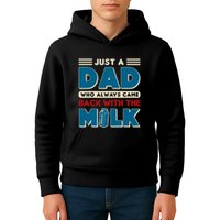 Just A Dad Who Always Came Back With The Milk Retro Fun Dad Kids Hoodie