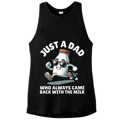 Just A Dad Who Always Came Back With The Milk Fathers Day Ladies PosiCharge Tri-Blend Wicking Tank