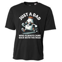 Just A Dad Who Always Came Back With The Milk Fathers Day Cooling Performance Crew T-Shirt