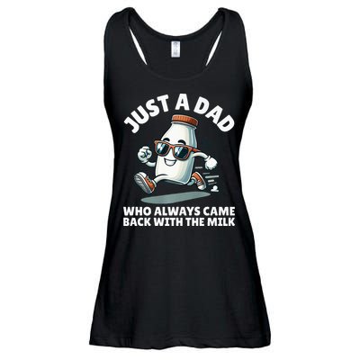 Just A Dad Who Always Came Back With The Milk Fathers Day Ladies Essential Flowy Tank