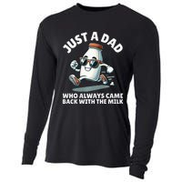 Just A Dad Who Always Came Back With The Milk Fathers Day Cooling Performance Long Sleeve Crew