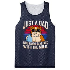 Just A Dad Who Always Came Back With The Milk Bulldog Father Mesh Reversible Basketball Jersey Tank