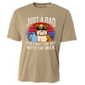 Just A Dad Who Always Came Back With The Milk Bulldog Father Cooling Performance Crew T-Shirt