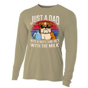 Just A Dad Who Always Came Back With The Milk Bulldog Father Cooling Performance Long Sleeve Crew