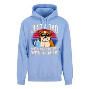 Just A Dad Who Always Came Back With The Milk Bulldog Father Unisex Surf Hoodie