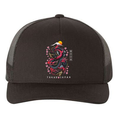 Japanese Aesthetic Dragon Tokyo Japan Manga Yupoong Adult 5-Panel Trucker Hat