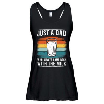 Just A Dad Who Always Came Back With The Milk Fathers Day Ladies Essential Flowy Tank