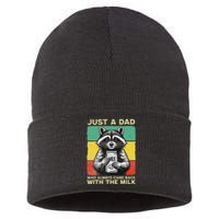 Just A Dad Who Always Came Back With The Milk FatherS Day Sustainable Knit Beanie