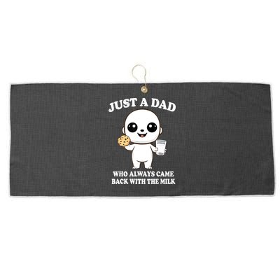Just A Dad Who Always Came Back With The Milk Large Microfiber Waffle Golf Towel