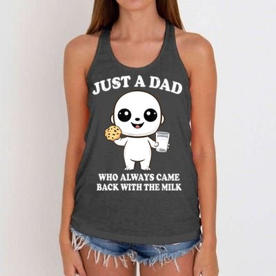 Just A Dad Who Always Came Back With The Milk Women's Knotted Racerback Tank