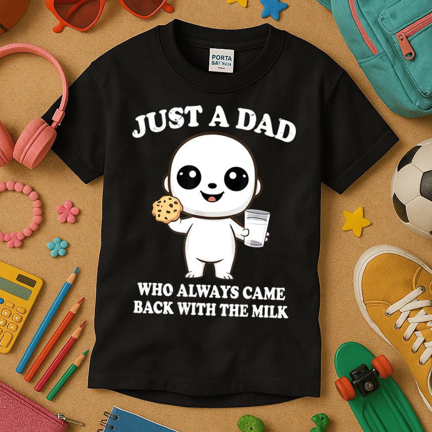 Just A Dad Who Always Came Back With The Milk Kids T-Shirt