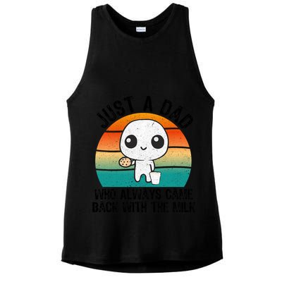Just A Dad Who Always Came Back With The Milk, Father's Day  Ladies PosiCharge Tri-Blend Wicking Tank