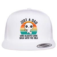 Just A Dad Who Always Came Back With The Milk, Father's Day  Flat Bill Trucker Hat