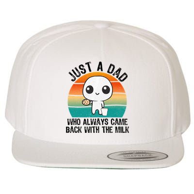 Just A Dad Who Always Came Back With The Milk, Father's Day  Wool Snapback Cap