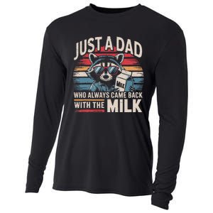 Just A Dad Who Always Came Back With The Milk Funny Dad Cooling Performance Long Sleeve Crew