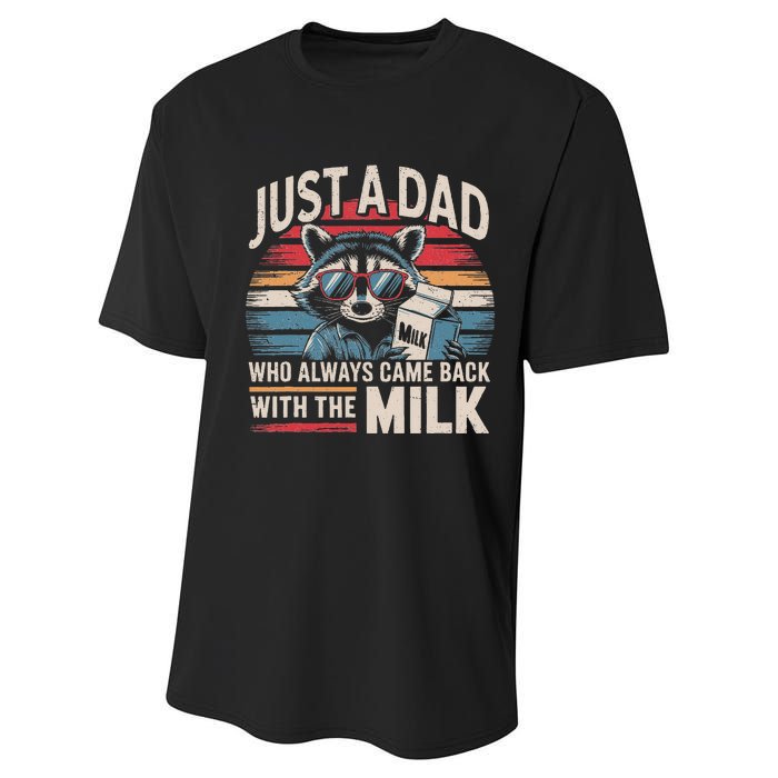 Just A Dad Who Always Came Back With The Milk Funny Dad Performance Sprint T-Shirt