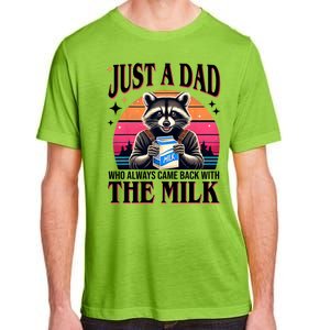 Just A Dad Who Always Came Back With The Milk Funny Raccoon Adult ChromaSoft Performance T-Shirt