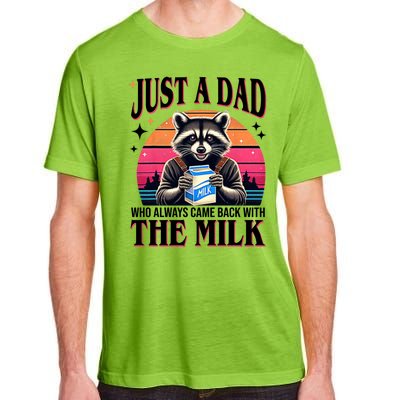 Just A Dad Who Always Came Back With The Milk Funny Raccoon Adult ChromaSoft Performance T-Shirt