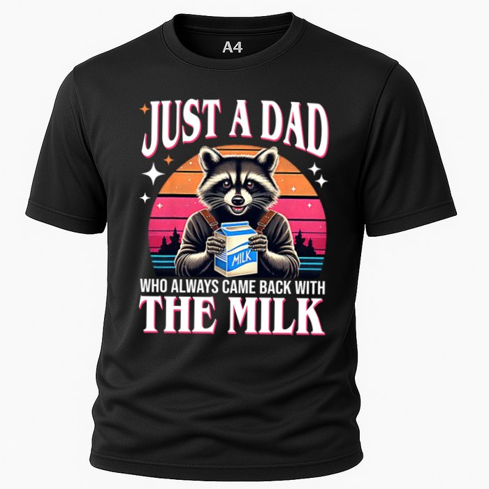 Just A Dad Who Always Came Back With The Milk Funny Raccoon Performance Shirt
