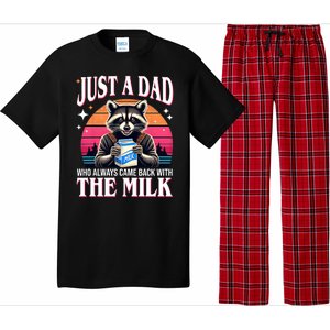 Just A Dad Who Always Came Back With The Milk Funny Raccoon Pajama Set