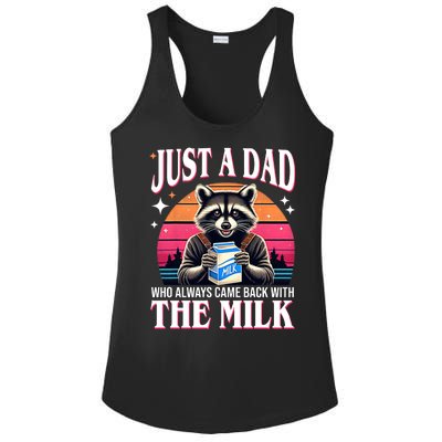 Just A Dad Who Always Came Back With The Milk Funny Raccoon Ladies PosiCharge Competitor Racerback Tank