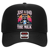 Just A Dad Who Always Came Back With The Milk Funny Raccoon Trucker Hat