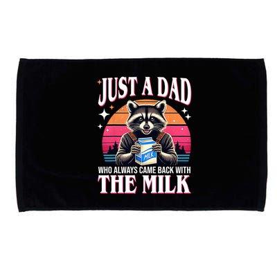 Just A Dad Who Always Came Back With The Milk Funny Raccoon Microfiber Hand Towel