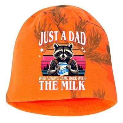 Just A Dad Who Always Came Back With The Milk Funny Raccoon Kati - Camo Knit Beanie