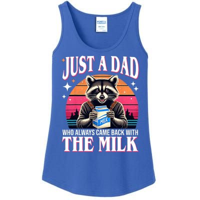 Just A Dad Who Always Came Back With The Milk Funny Raccoon Ladies Essential Tank