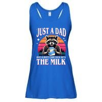 Just A Dad Who Always Came Back With The Milk Funny Raccoon Ladies Essential Flowy Tank