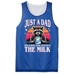 Just A Dad Who Always Came Back With The Milk Funny Raccoon Mesh Reversible Basketball Jersey Tank