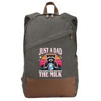 Just A Dad Who Always Came Back With The Milk Funny Raccoon Cotton Canvas Backpack