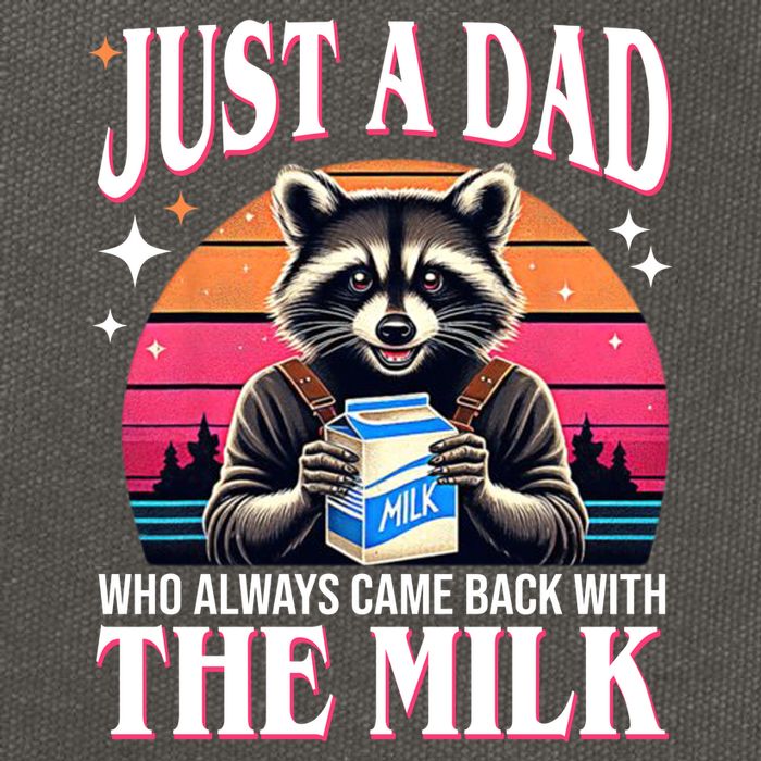 Just A Dad Who Always Came Back With The Milk Funny Raccoon Cotton Canvas Backpack